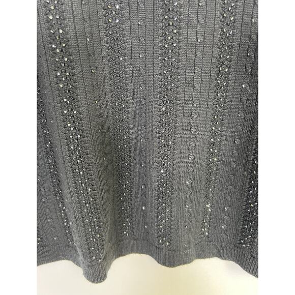 VTG Alfred Dunner Beaded Cable Knit Sweater Top Sz XL Short Sleeve Turtleneck - Picture 5 of 7
